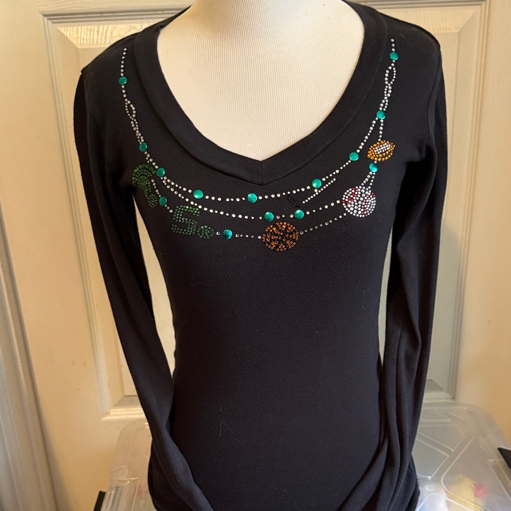 Black Top with MICHIGAN STATE All sports rhinestone accents